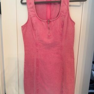 Le Lis Pink Corduroy Tank Mini Dress with Front Zip